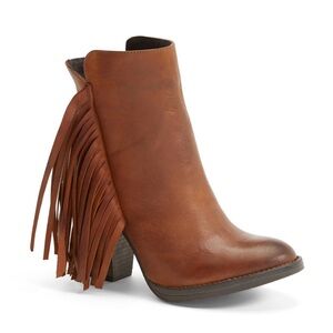 Fringe Brown Ankle Boots